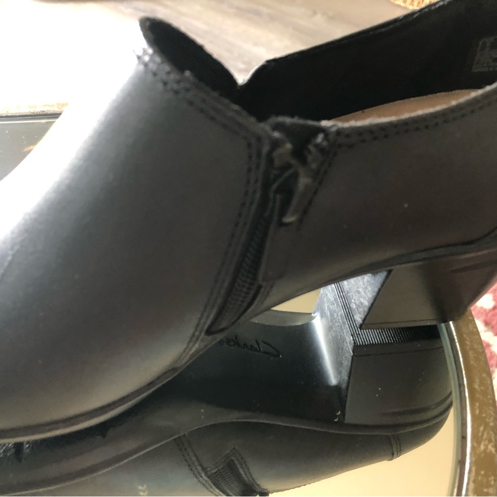 Clarks Black Leather Zip-Up Boots